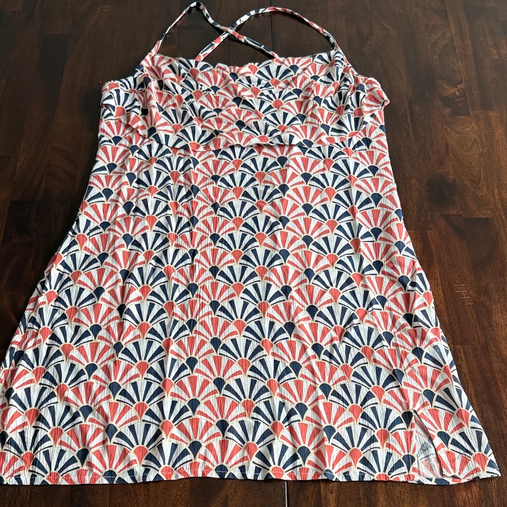 Volcom Coral and Blue Patterned Top